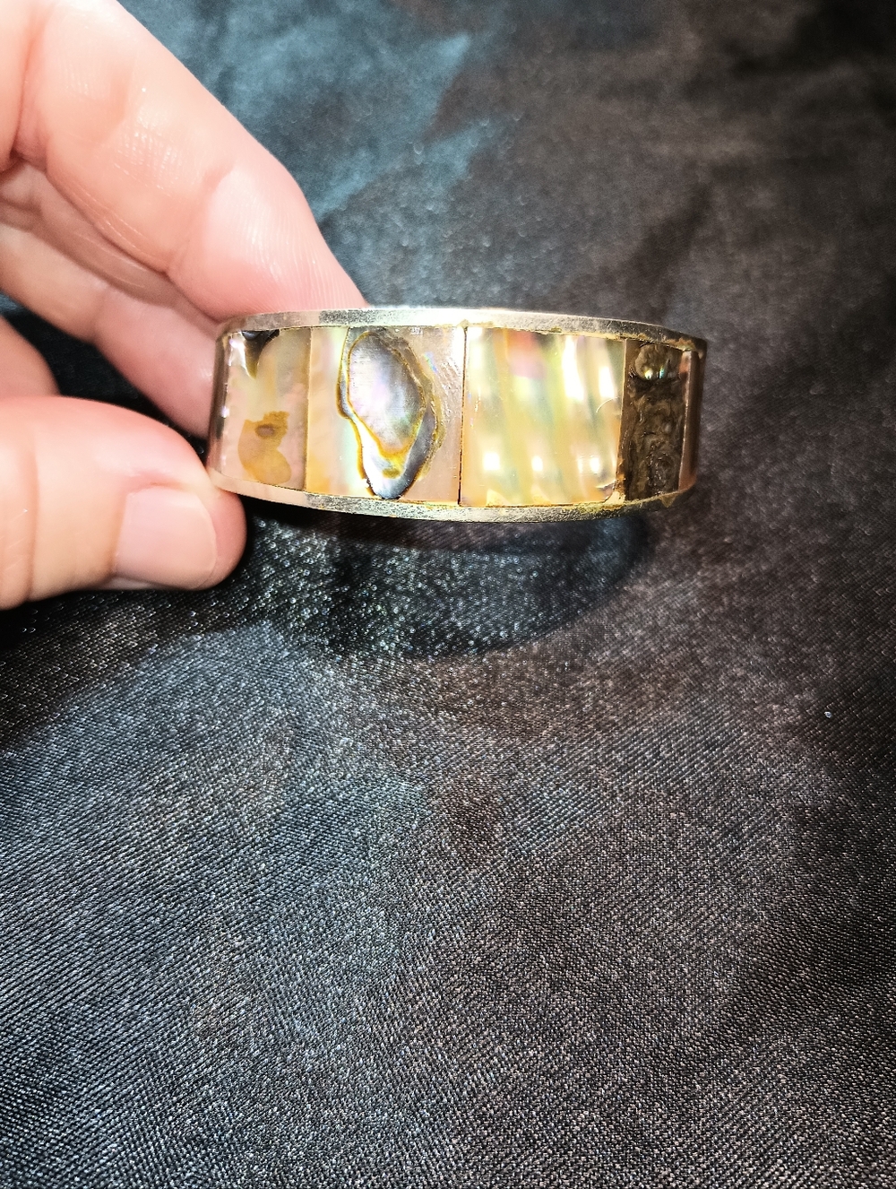 Vintage Abalone Cuff Bracelet. Mexico. Small